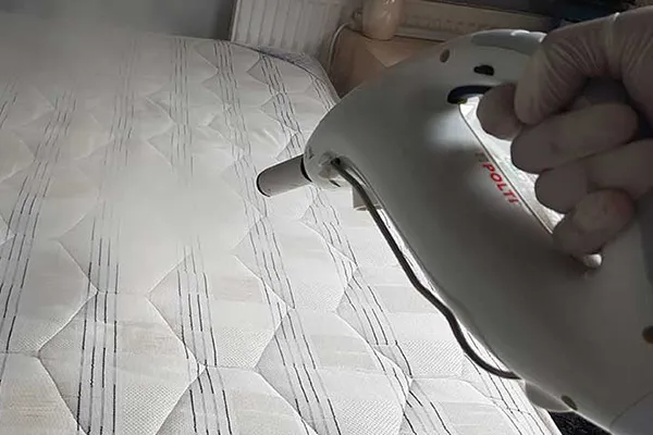 bed bug exterminator sprays a mattress